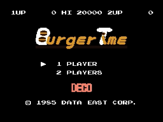 BurgerTime title screen for Famicom Disk System